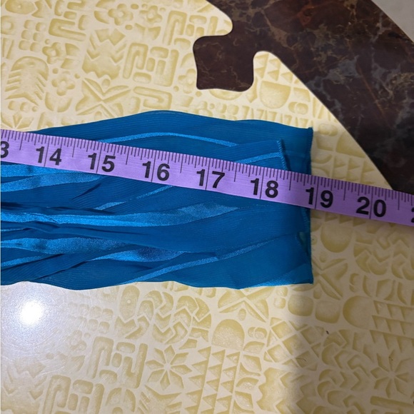 Notations Blue Ruffled Tie Front Blouse - Picture 7 of 9